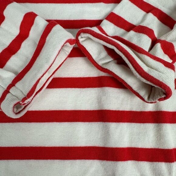 Mini Boden Red & Cream Stripe Long Sleeve T-Shirt size 5-6 Years Boat Neck - Picture 4 of 6
